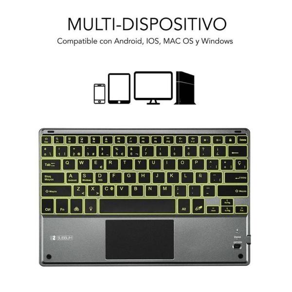 Teclado Bluetooth com Suporte para Táblete Subblim SUB-KBT-SMBT51 Cinzento Multicolor Qwerty espanhol QWERTY