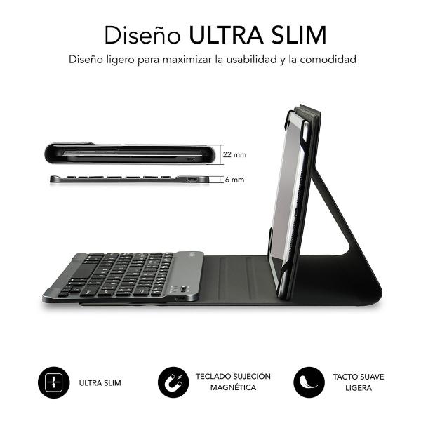 Capa para Tablet e Teclado Subblim SUB-KT2-BT0001 Preto Cinzento Qwerty espanhol