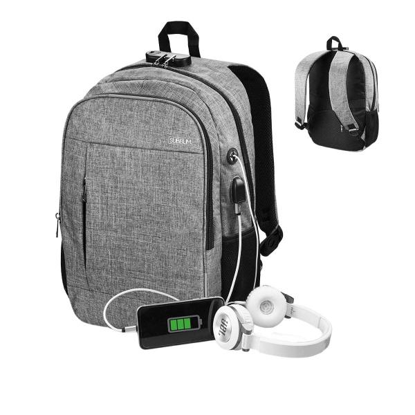 Mochila para Portátil e Tablet com Saída USB Subblim SUB-BP-1UL0001 Cinzento