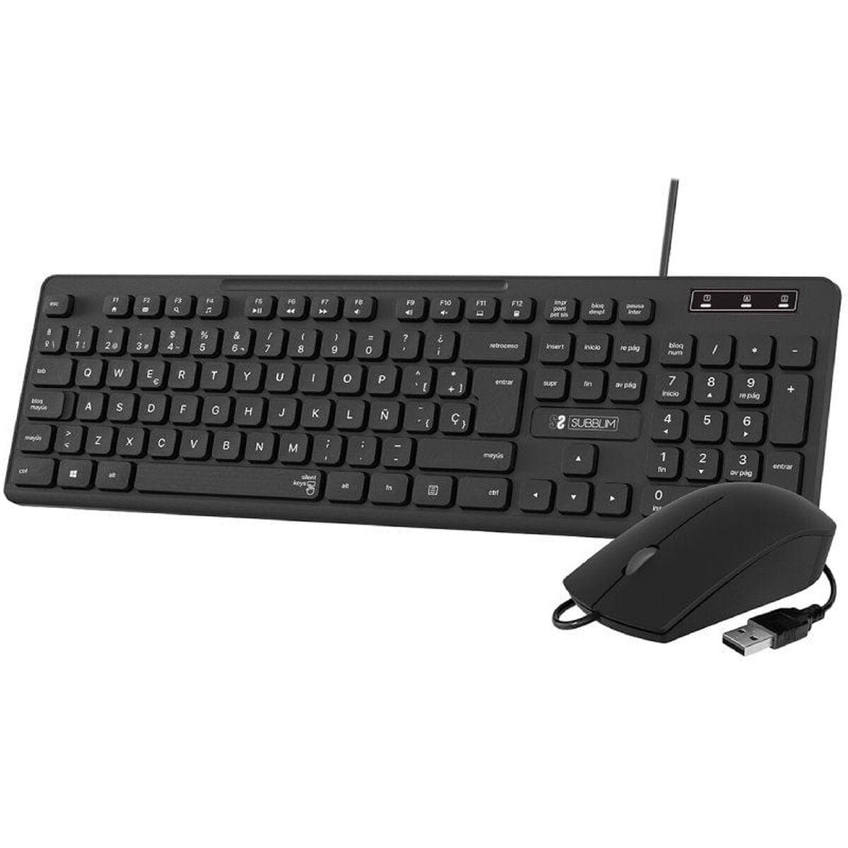 Teclado e Rato Subblim SUBKBC-CSSK01 Preto QWERTY