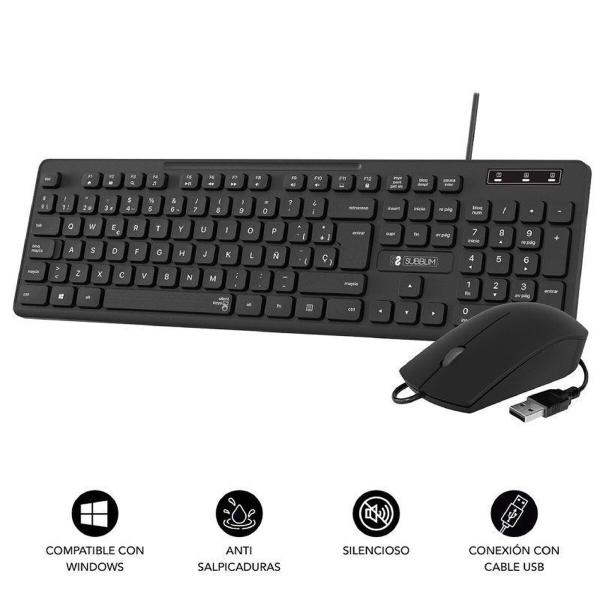 Teclado e Rato Subblim SUBKBC-CSSK01 Preto QWERTY