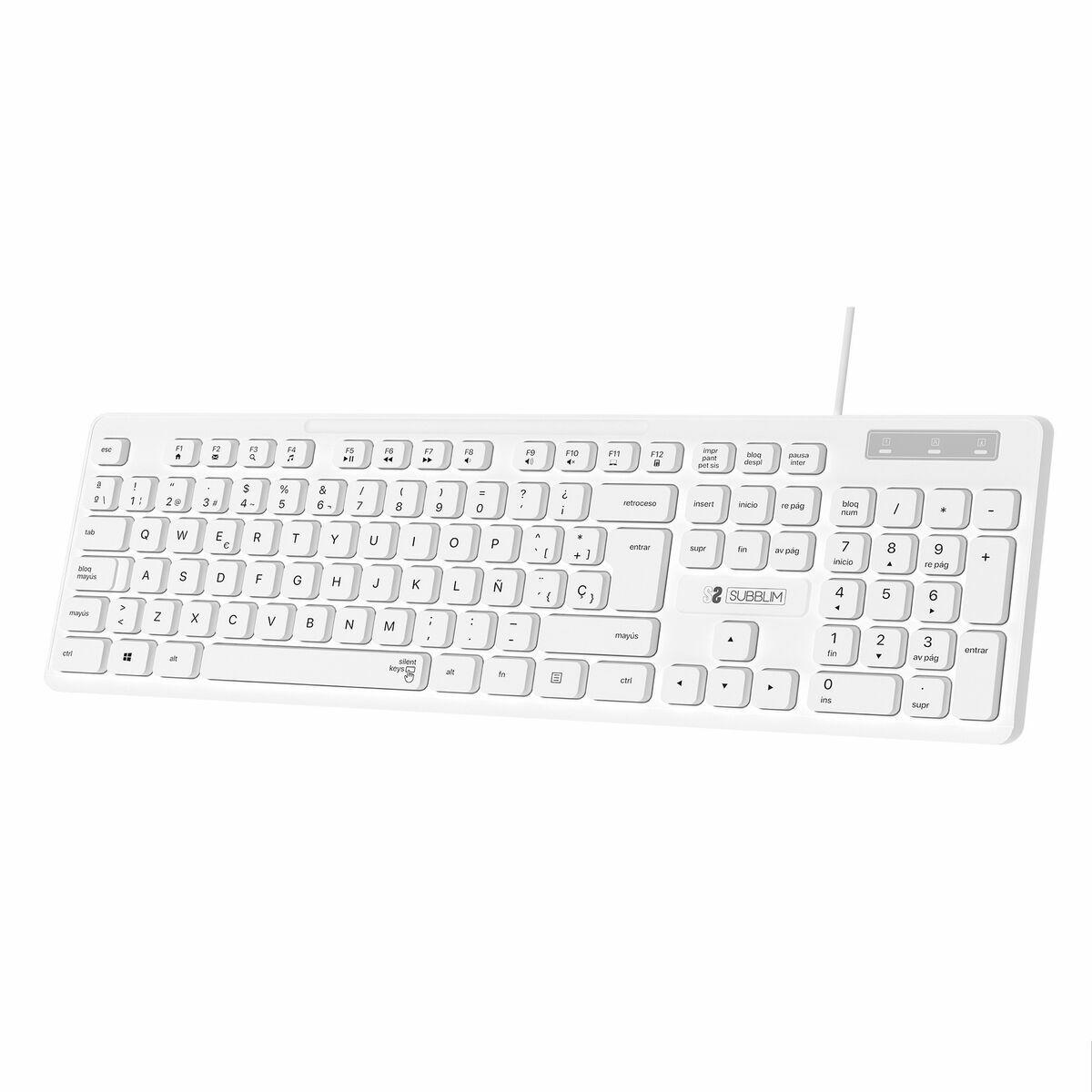 Teclado Subblim SUBKBC-0SSK51 Branco Qwerty espanhol