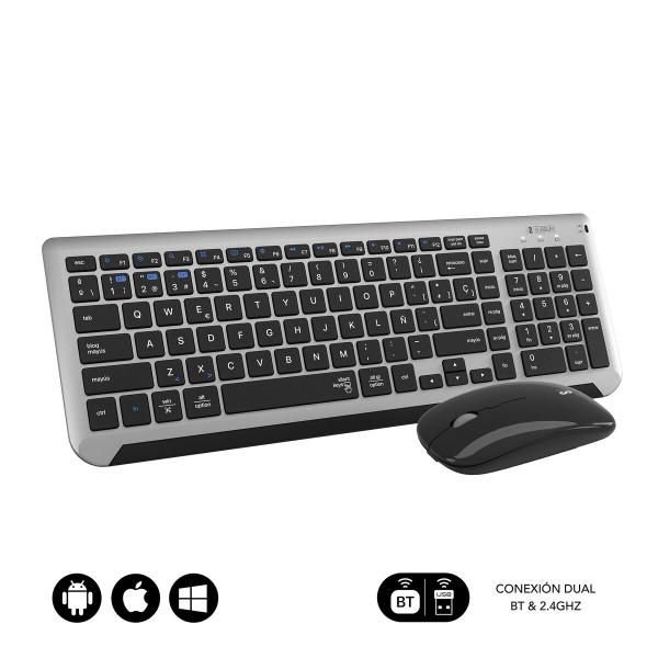Teclado e Rato sem Fios Subblim SUBKBC-DCEP20 Cinzento Qwerty espanhol