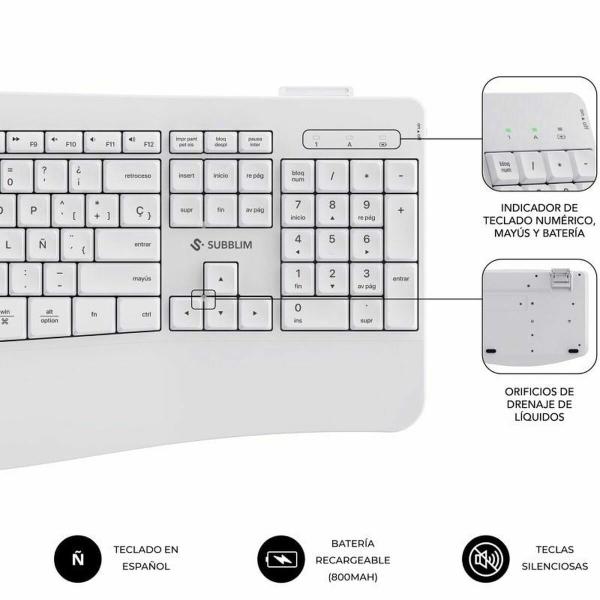 Teclado e Rato Subblim SUBKBC-DCOPW1 Branco