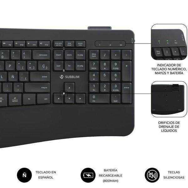 Teclado e Rato Subblim SUBKBC-DCOPW2 Preto