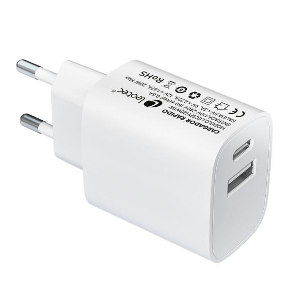 Carregador de Parede LEOTEC LECSPH20W2W Branco 20 W