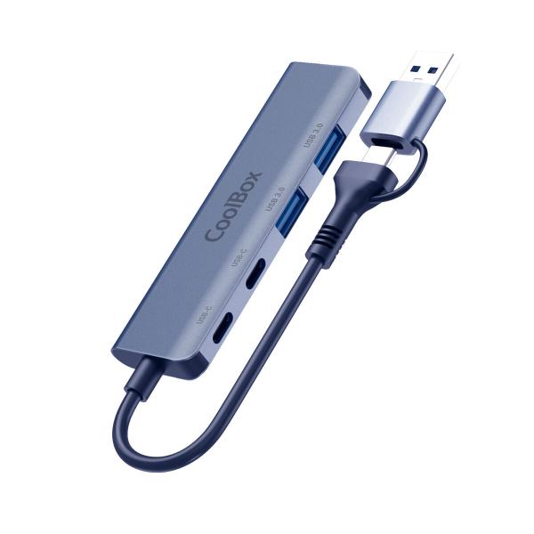 Cabo USB CoolBox COO-HUB-C-CCAA Cinzento