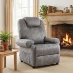 Poltrona Relax Reclinável com Apoio para os Pés Retrátil Encosto Alto Bolso Lateral Acolchoado Grosso 88x91x108 cm Cinzento