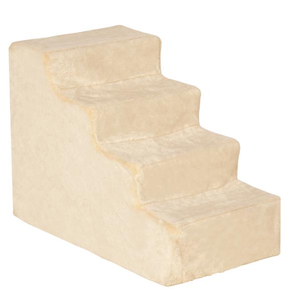 Escada para Animais de Estimação com 4 Degraus 2 em 1 com Capa Removível e Lavável Escada 60x35x44 cm Bege