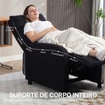 Poltrona Relax Reclinável até 155° Poltrona Reclinável Manual para Pessoas com Altura Inferior 195 cm 67x87x98 cm Preto