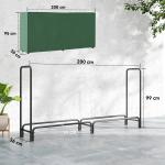 Suporte para Lenha com Cobertura Ajustável para Interior e Exterior Carga 200 kg 200x36x99 cm Verde Escuro e Preto