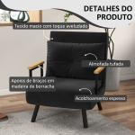 Poltrona Convertível em Cama Poltrona 3 em 1 Convertível em Cama com Encosto Ajustável em 5 Níveis 63x73x81 cm Preto