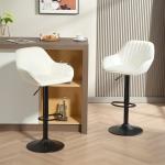 Conjunto de 2 Bancos de Bar Giratórios Bancos Altos de Cozinha com Altura Ajustável 50,5x50x87 - 107 cm Creme