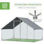 Galinheiro de Exterior Grande Área Aberta de 6 ㎡ para 4 - 6 Galinhas Galinheiro de Aço Galvanizado 3x2x2m