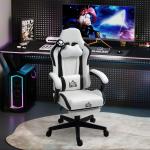 Cadeira Gaming com Orelhas Cadeira Gamer Reclinável com Altura Ajustável e Suporte Lombar 65x62x116 - 124 cm Branco