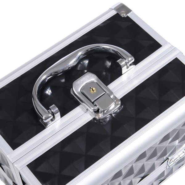 Estojo de Maquilhagem Organizador Cosméticos Profissional Portátil com Fecho e Vários Compartimentos 20x15x15 cm, Preto