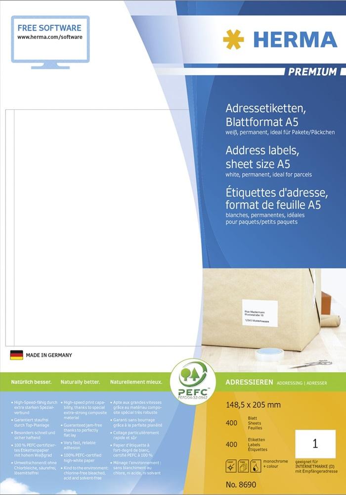 Etiqueta Adesiva 148,5 x 205mm (Branco) - HERMA
