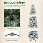 Árvore de Natal Estreita 180 cm Árvore de Natal Nevada com Luzes LED Temporizador 11 Modos de Iluminação Verde