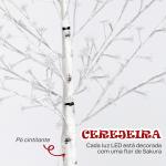Árvore Cerejeira com 120 Luzes LED IP44 Banco Quente com Luz Ajustável em 3 Modos 21x21x150 cm Branco
