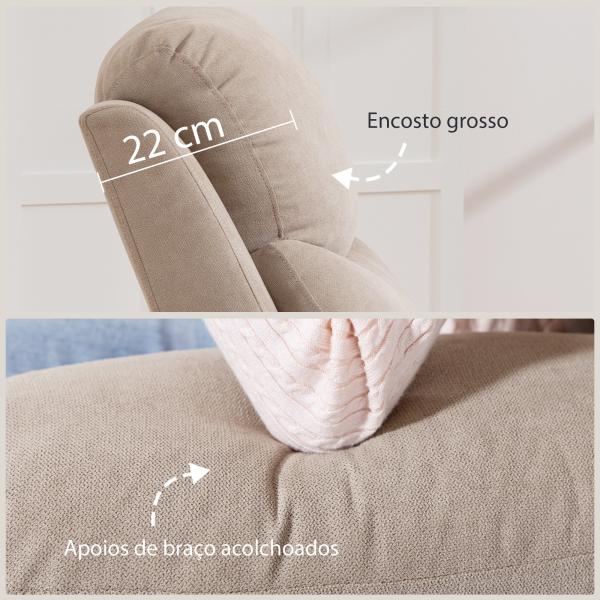 Poltrona Reclinável Manual com Tecido de Aspeto em Linho e Apoio para os Pés 85x93x105 cm Bege