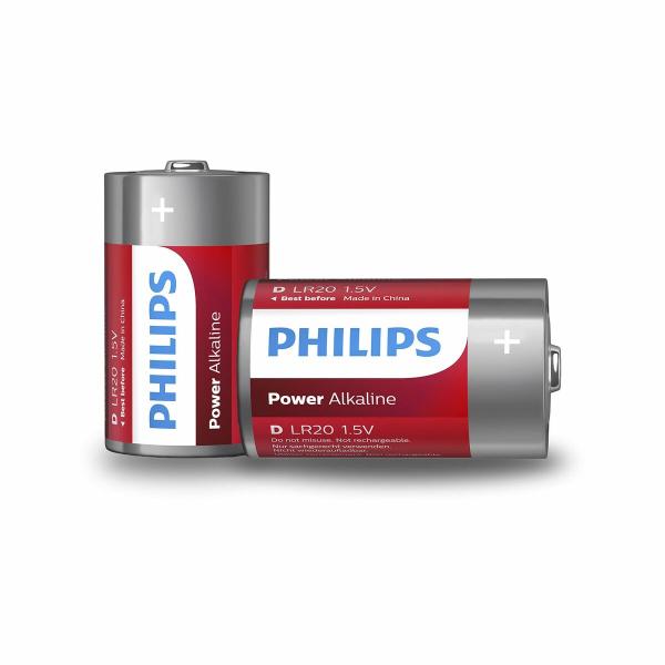 Pilhas Alcalinas Philips Power LR20 1,5 V Tipo D (2 Unidades)