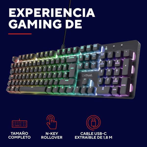 Teclado Gaming Trust 25682 Preto Qwerty espanhol