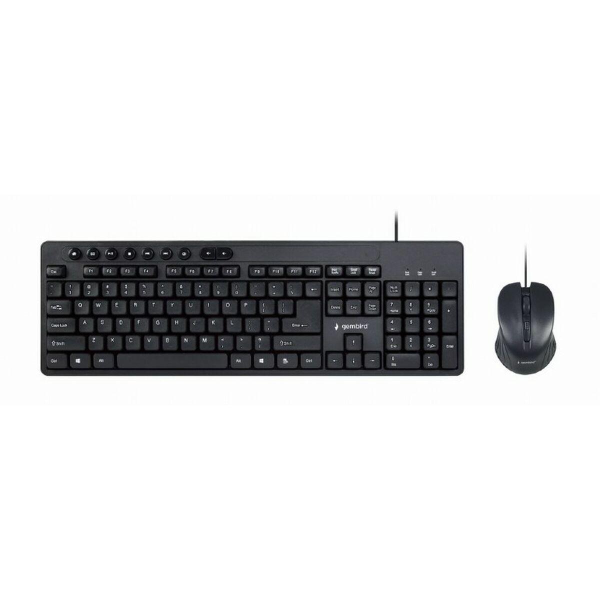 Teclado e Rato GEMBIRD KBS-UM-04 Preto Monocromática QWERTY Qwerty US