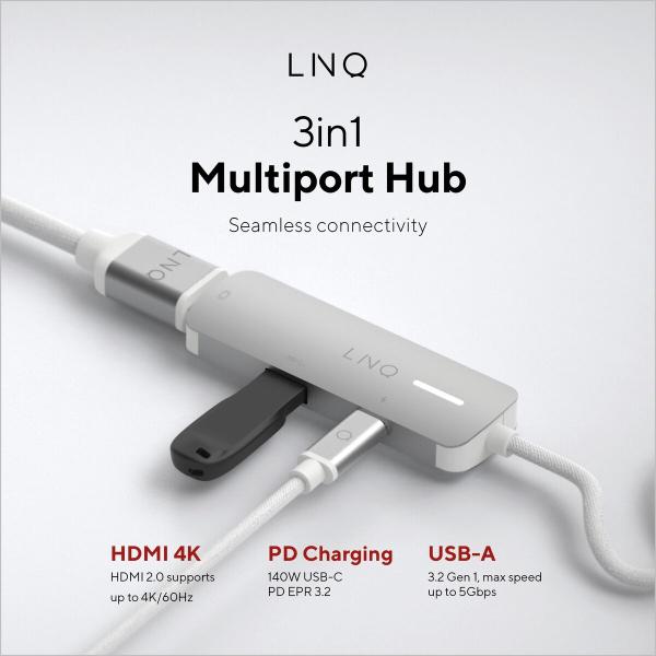 Hub USB Linq Byelements LQ49031 Branco Cinzento