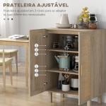 Aparador de Sala de Estar com 2 Portas de Rede e Prateleiras Ajustáveis Armário Estilo Cannage Anti - Tombo para Cozinha 73x41x102 cm Madeira