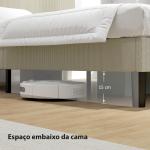 Cama 160x200 cm com Cabeceira Ajustável Estofada em Bombazina Ripas de Madeira Montagem Fácil Cinza Claro
