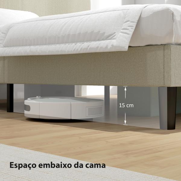 Cama 160x200 cm com Cabeceira Ajustável Estofada em Bombazina Ripas de Madeira Montagem Fácil Cinza Claro