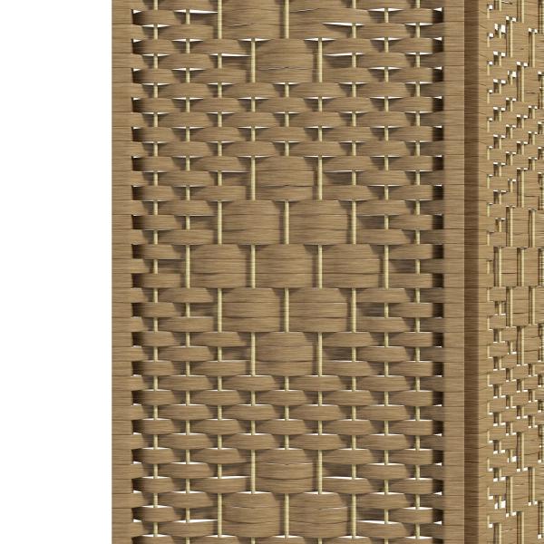 Biombo de 4 Painéis Dobrável Separador de Ambientes de Corda de Papel e Estrutura de Madeira 60x170 cm Natural