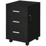 Bloco de Gavetas para Escritório Móvel de Arquivos com 3 Gavetas e Fechadura para Secretária Casa 40x40x61,5 cm Preto
