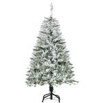 Árvore de Natal Artificial 120 cm com Neve Ignífugo com 200 Ramos Folhas de PVC Abertura Automática Base Dobrável Verde