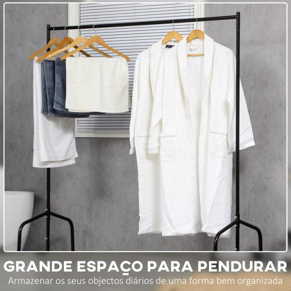 Charriot com Rodas 150x60x170 cm Organizador de Roupas com Rodas para Dormitório Entrada Corredor Preto