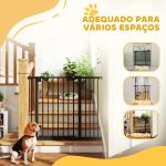 Barreira de Segurança de Cães para Escadas e Portas 74 - 94 cm com 1 Extensão Fechamento Automático e Sistema de Duplo Bloqueio Aço Preto