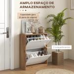 Sapateira Estreita com 2 Portas Prateleiras Ajustáveis para 12 Pares de Sapatos 60x24,5x75,5 cm Mdeira e Branco