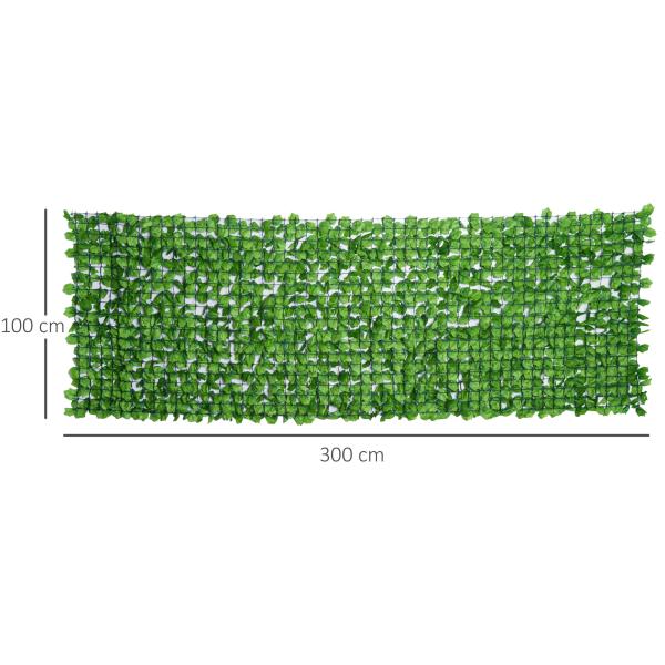 Vedação Artificial em Rolo 3m Vedação de Privacidade para Balcão Jardim Exterior Planta Decorativa de Parede PE Verde