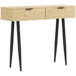 Mesa Consola Móvel para Entrada com 2 Gavetas e Pés de Aço Consola para Entrada Corredor 100x30x80,5 cm Carvalho