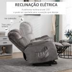 Poltrona Levanta Pessoas Estofada em Veludo com Reclinação Elétrica 135° e Apoio para os Pés 83x91x100 cm Cinza