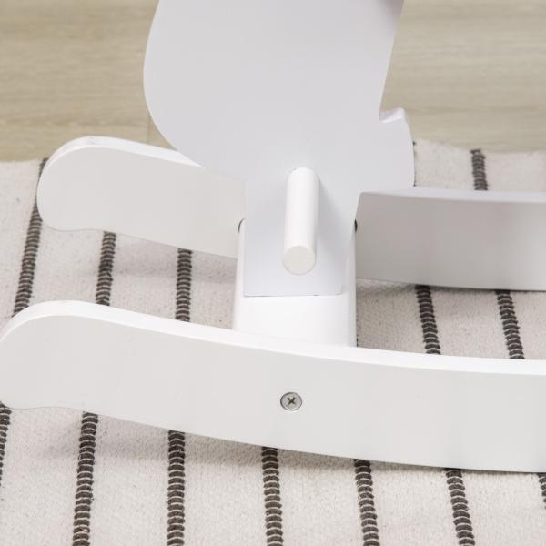 Cavalo Baloiço para Crianças de 1 - 3 Anos Cavalo Baloiço de Madeira com Guiador e Apoio para os Pés 68x27x46,5cm Branco e Rosa