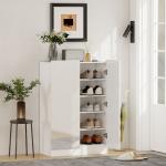 Sapateira para Entrada com Prateleiras Ajustáveis para 20 Pares de Sapatos 72x34,5x103 cm Branco Brilhante