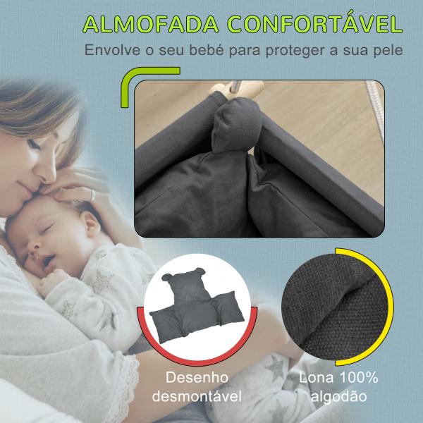 Baloiço para Bebés de 9 - 36 Meses com Cordas Ajustáveis e Assento Acolchoado 40x40x110 - 180 cm Cinza Escuro
