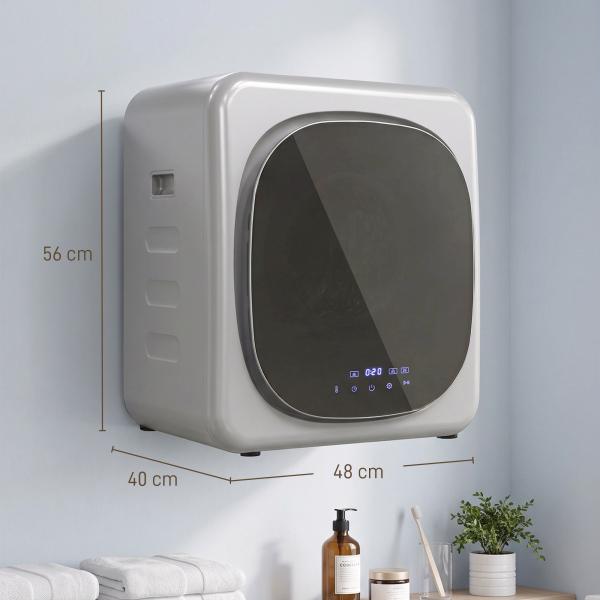 Máquina de Secar Roupa de Exaustão 4 kg 800 W com Ecrã Tátil, Controlo de Tempo e Temperatura, Função Anti - rugas, Prata