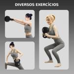 Peso Russo de 4 kg Kettlebell Fitness Preenchido de Areia com Punho Largo Antiderrapante 18x12x20 cm Preto