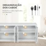 Móvel de TV para Televisores de até 58" com 4 Portas de Vidro Temperado e Prateleiras Ajustáveis 130x35x60 cm Branco
