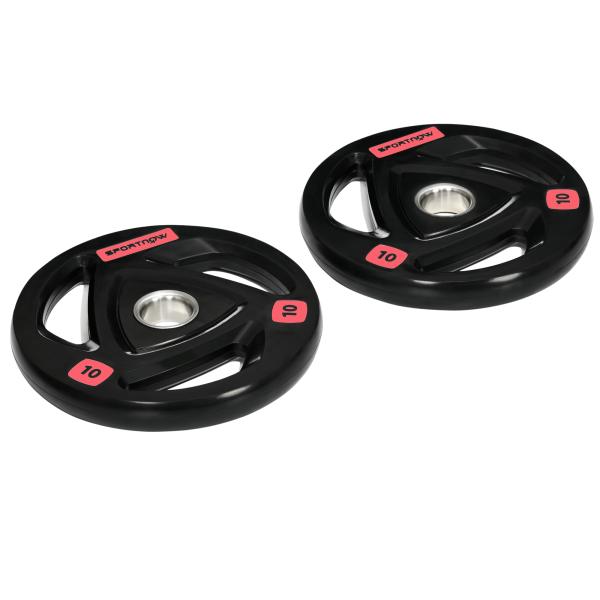 Conjunto de 2 Discos de Pesos Olimpicos 10kg Ferro Fundido Placas de Peso com Orifício de 5cm Ø32x4cm Preto
