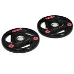 Conjunto de 2 Discos de Pesos Olimpicos 10kg Ferro Fundido Placas de Peso com Orifício de 5cm Ø32x4cm Preto