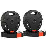 Conjunto de Discos de Pesos de 4 Peças 2x5 kg e 2x2,5 kg com Orifícios de 2,5 cm para Treino Fitness Preto