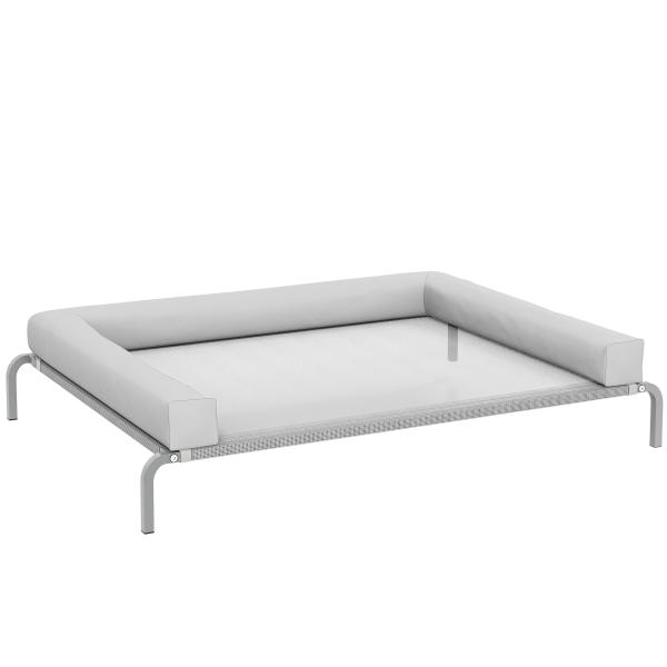 Cama Elevada para Cães com Latertais Amovíveis Cama Elevada para Cães Grandes Portátil com Malha Respirável 130x90x30 cm Cinza Claro